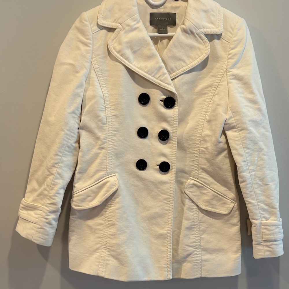 Ann Taylor Women's Classic Cream Peacoat